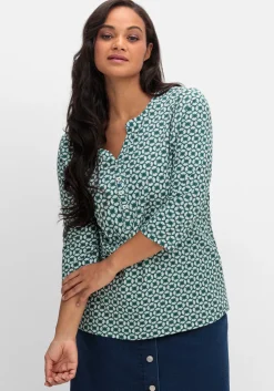 3/4-Arm-Shirt mit Retro-Alloverdruck<sheego Sale