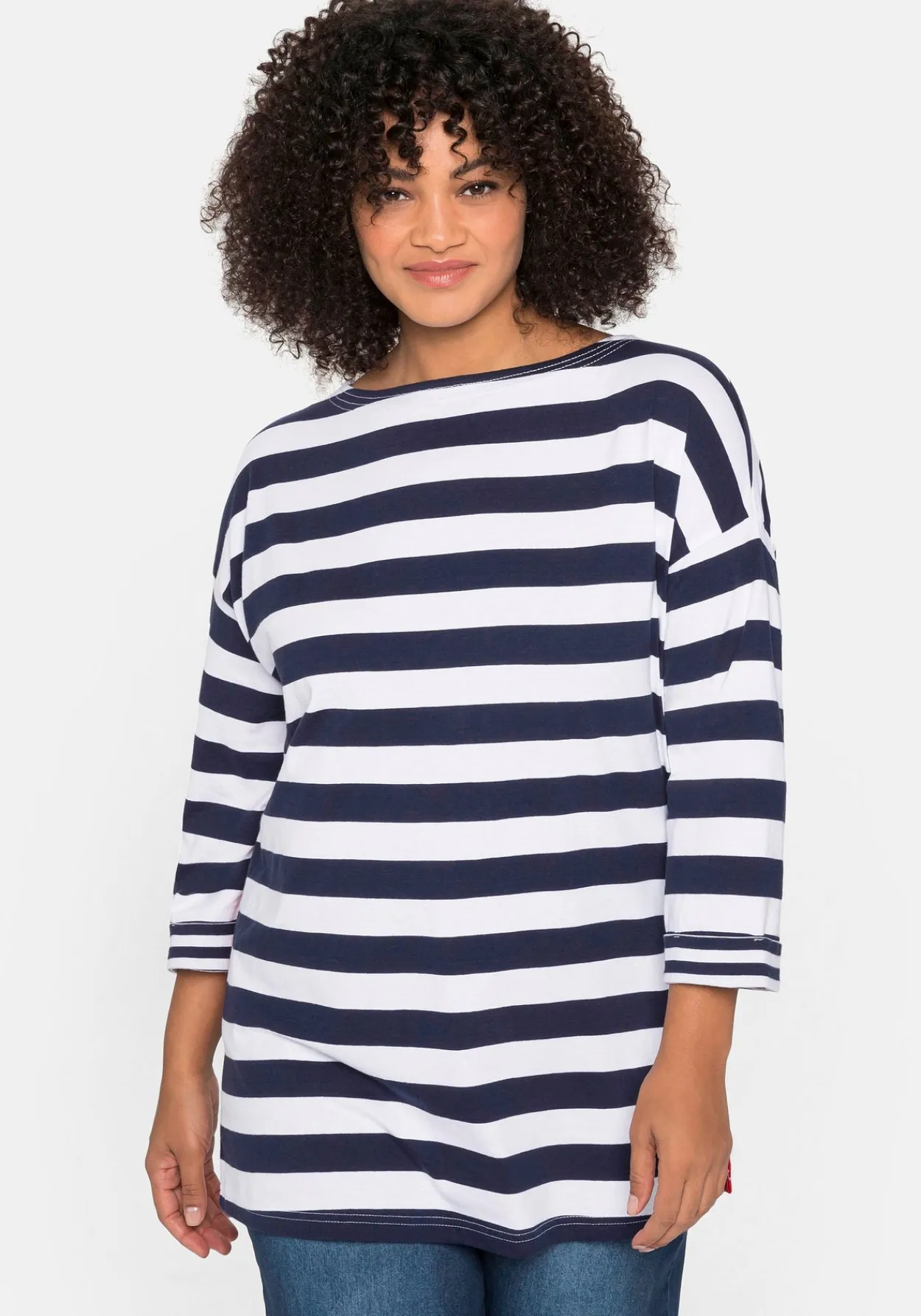 3/4-Arm-Shirt mit Ringeln und U-Boot-Ausschnitt<sheego Sale