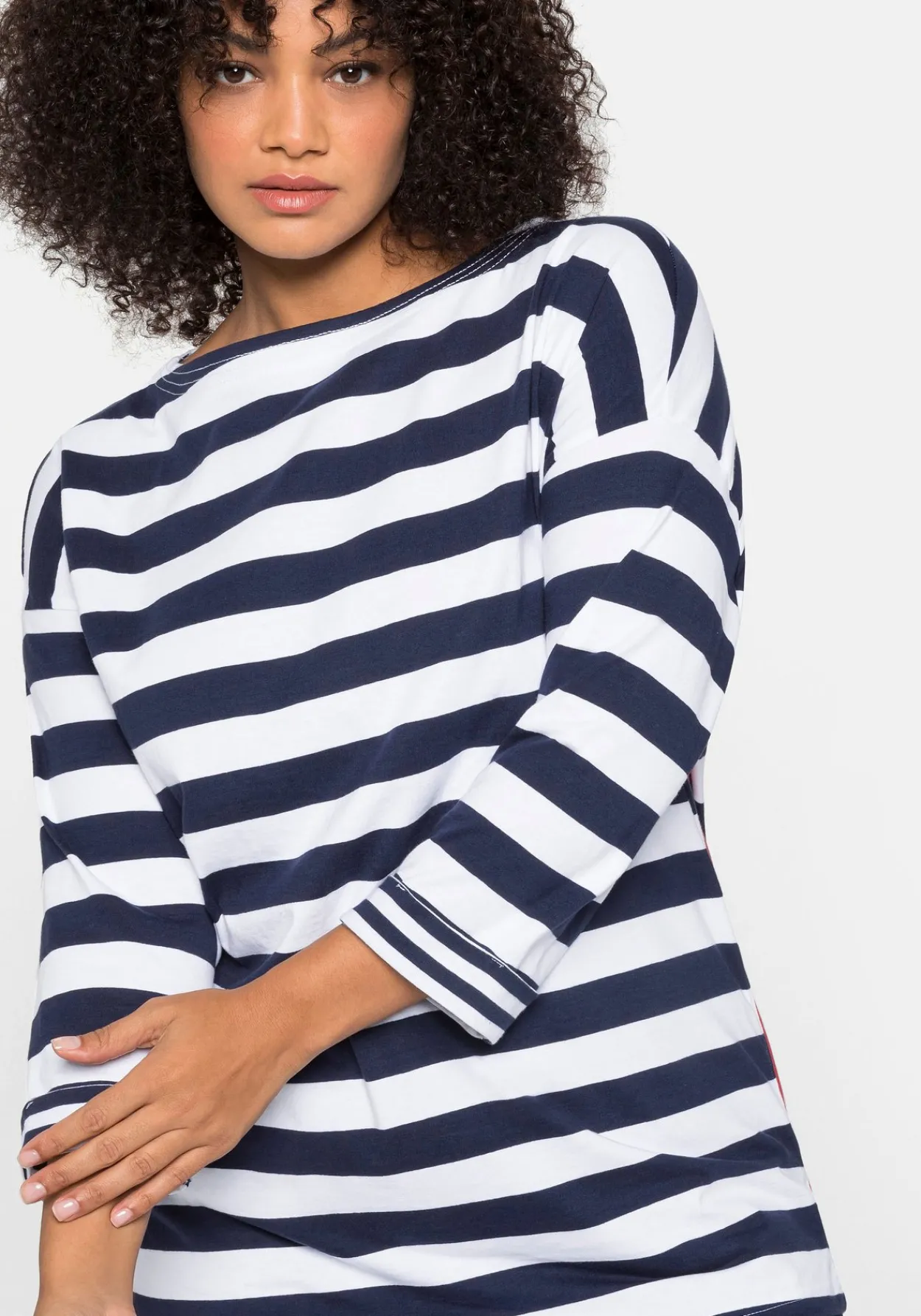 3/4-Arm-Shirt mit Ringeln und U-Boot-Ausschnitt<sheego Sale