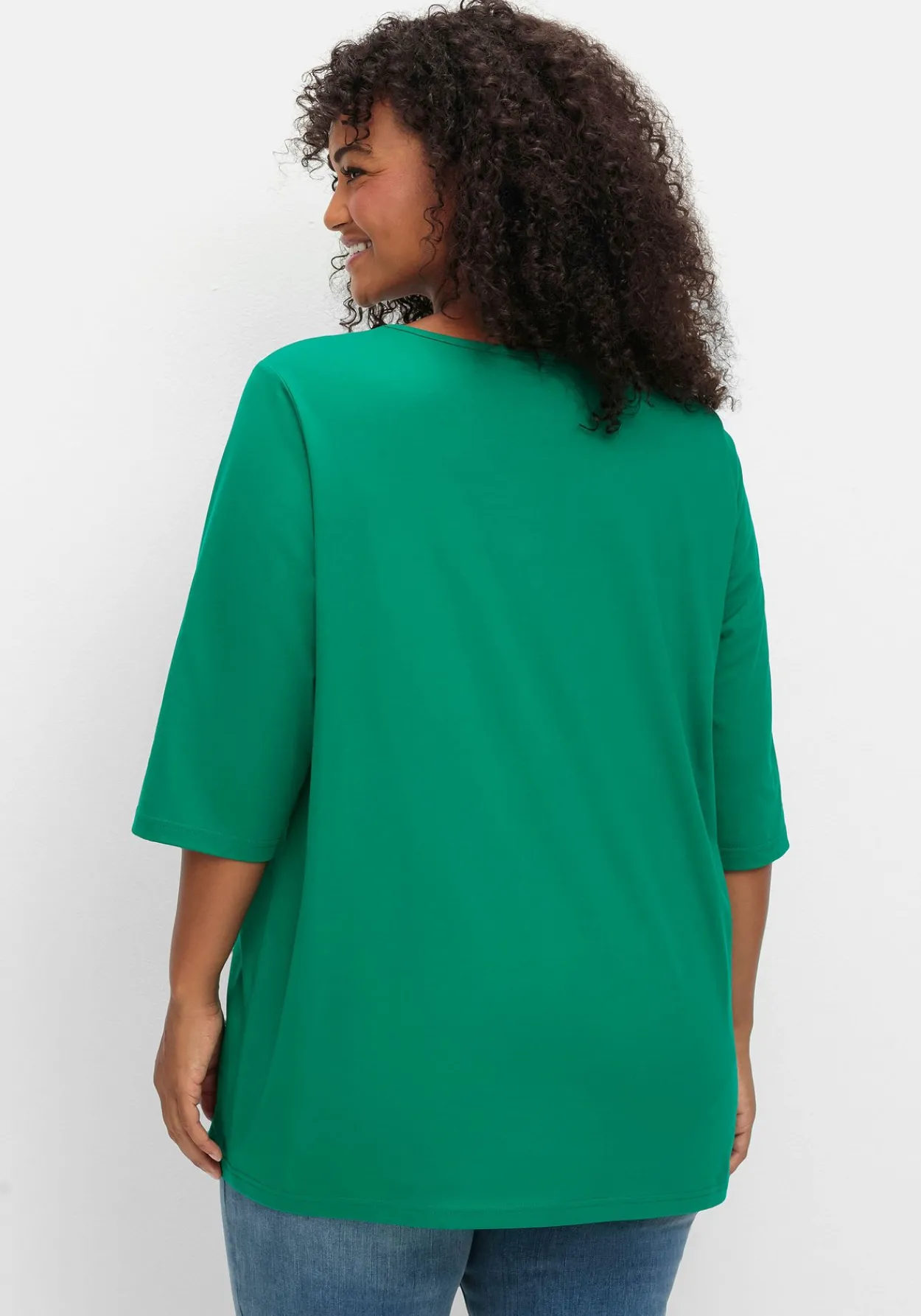 3/4-Arm-Shirt mit Rundhalsausschnitt, gerade Schnittform<sheego Discount