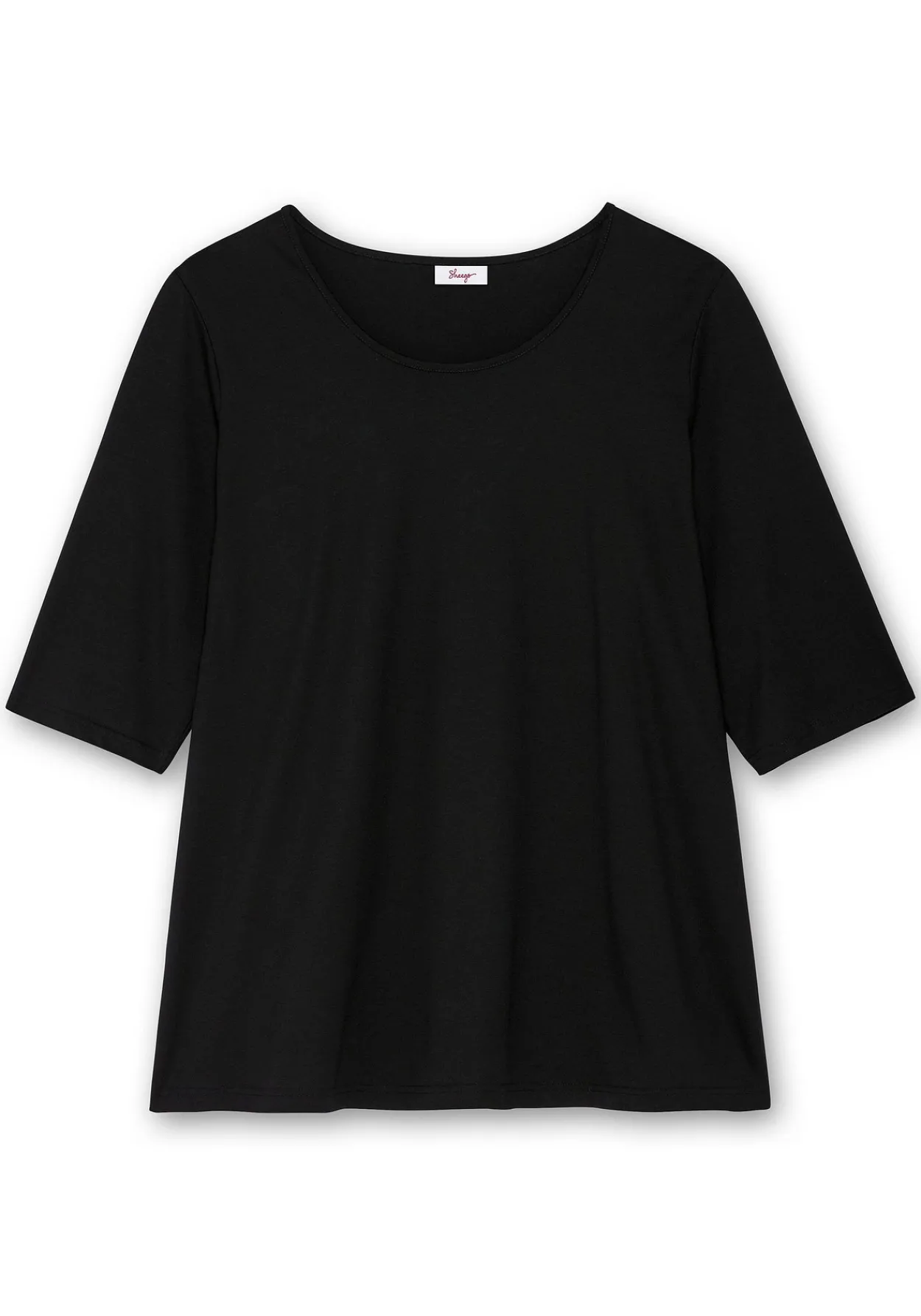 3/4-Arm-Shirt mit Rundhalsausschnitt, gerade Schnittform<sheego Online