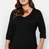 3/4-Arm-Shirt mit V-Ausschnitt, in leichter A-Linie<sheego New