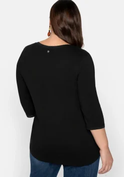 3/4-Arm-Shirt mit V-Ausschnitt, in leichter A-Linie<sheego New