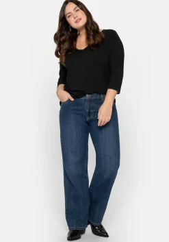 3/4-Arm-Shirt mit V-Ausschnitt, in leichter A-Linie<sheego New