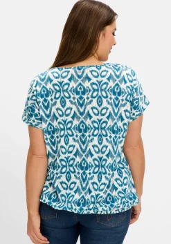 Ausbrenner-Shirt mit Gummizugbund<sheego Fashion