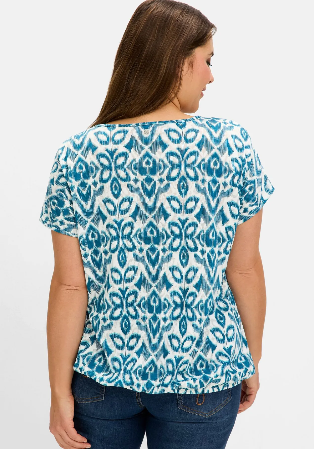 Ausbrenner-Shirt mit Gummizugbund<sheego Fashion