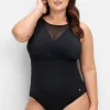 Badeanzug in Wickeloptik, mit Mesh-Einsatz<sheego Fashion