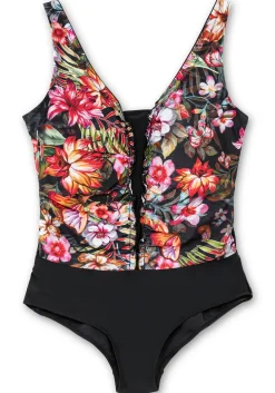 Badeanzug mit Halbkorsage und Tropenprint<feel good Best