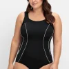 Badeanzug mit Kontrastpaspeln und Shaping-Effekt<sheego Online