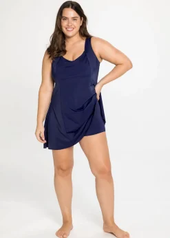 Badekleid mit V-Ausschnitt und integrierter Hose.<sheego Hot