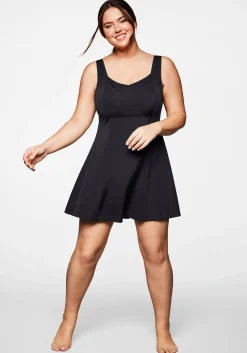 Badekleid mit V-Ausschnitt und integrierter Hose.<sheego Outlet