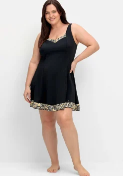 Badekleid mit V-Ausschnitt und Kontrast-Partien<sheego Clearance