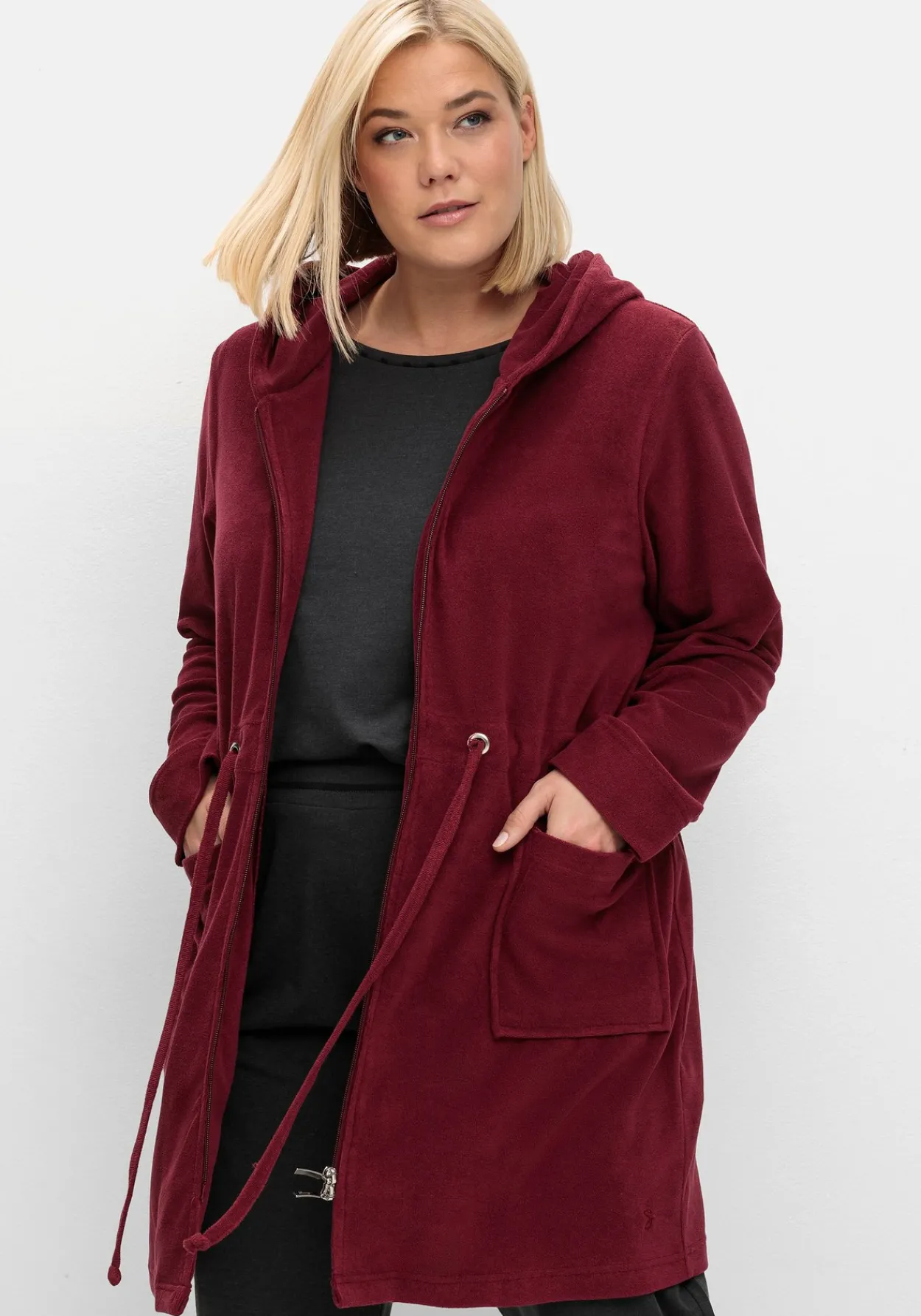 Bademantel mit Reißverschluss und Kapuze<sheego Fashion