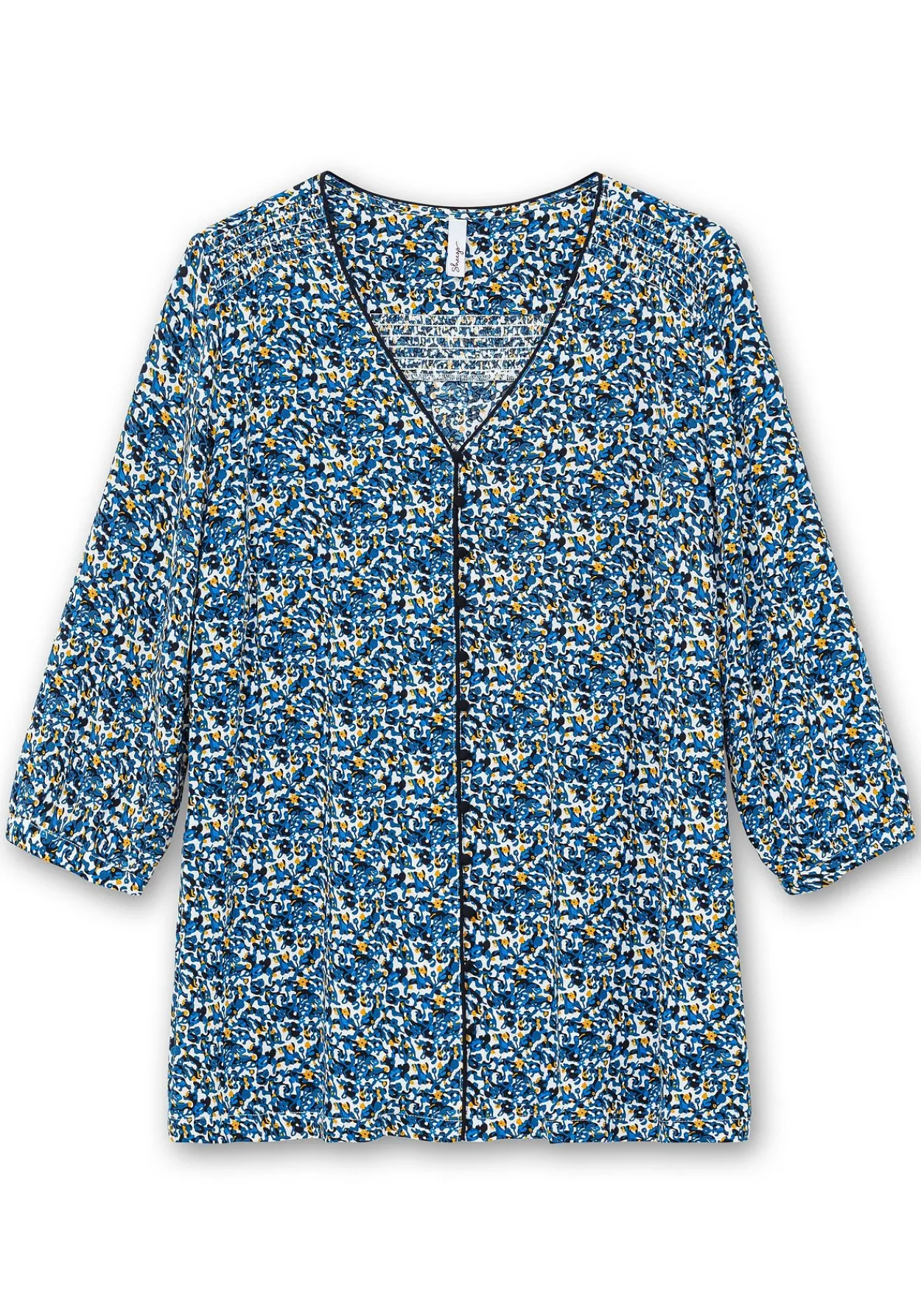 Bedruckte Bluse mit Smok- und Kontrastdetails<sheego Best
