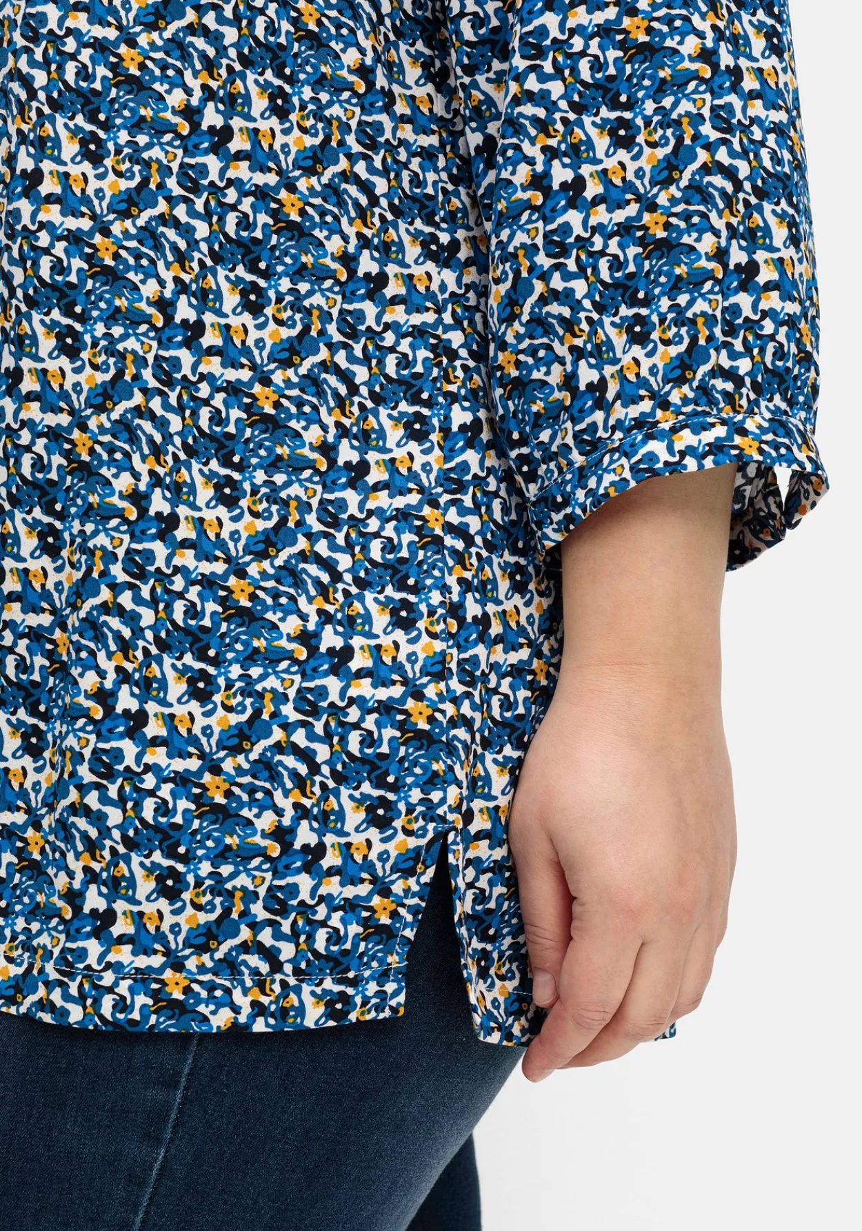 Bedruckte Bluse mit Smok- und Kontrastdetails<sheego Best
