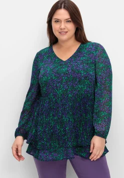 Bedruckte Chiffontunika mit Plisseefalten<sheego by Joe Browns Fashion