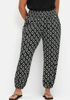 Bedruckte Jerseyhose mit breitem Smokbund<sheego Discount