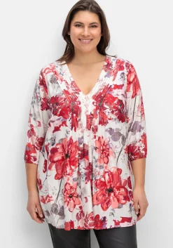 Bedruckte Longtunika mit 3/4-Arm und Biesen<creation L Discount