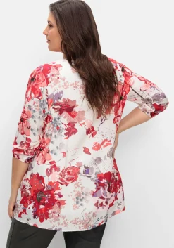 Bedruckte Longtunika mit 3/4-Arm und Biesen<creation L Discount