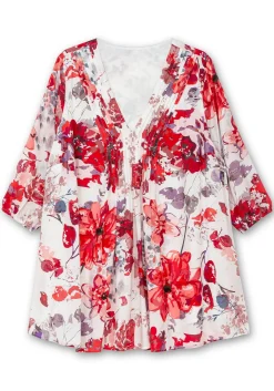 Bedruckte Longtunika mit 3/4-Arm und Biesen<creation L Discount