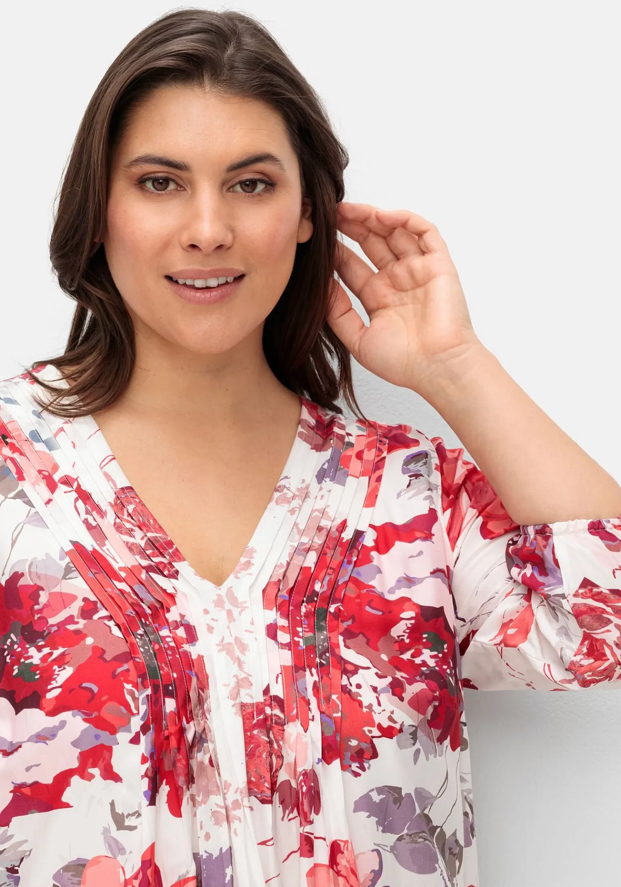 Bedruckte Longtunika mit 3/4-Arm und Biesen<creation L Discount