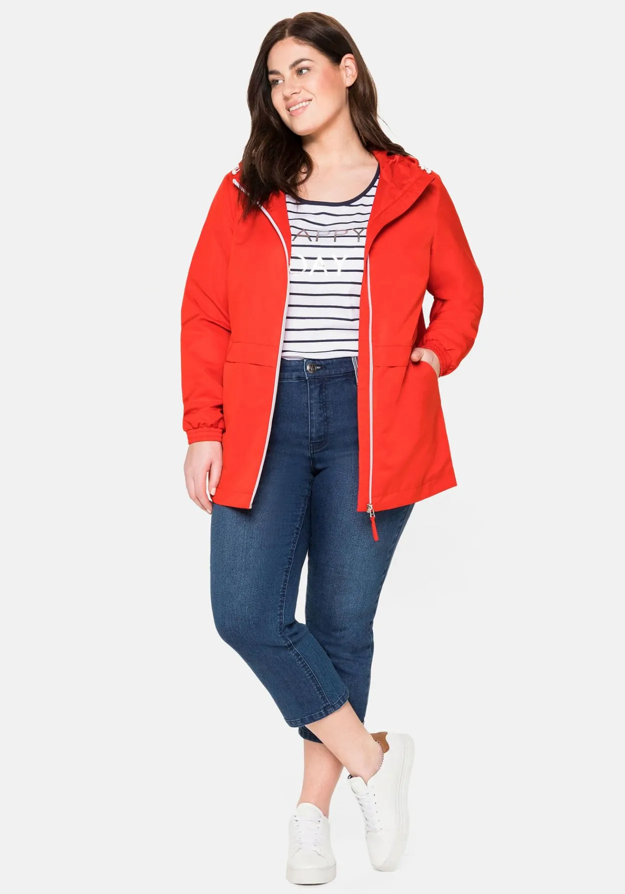Übergangsjacke aus Microfaser, mit Kapuze<sheego New