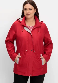 Übergangsjacke mit Kapuze und Kontrastdetails<sheego New