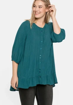 Bluse aus Crêpe, mit Volants am Saum<sheego Online