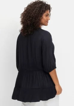 Bluse aus Crêpe, mit Volants am Saum<sheego Outlet