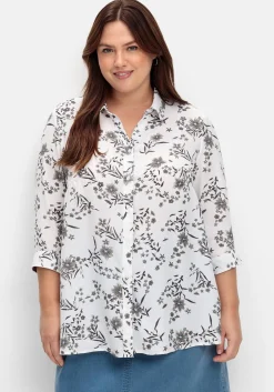Bluse in leichter A-Linie, mit floralem Print<sheego Outlet