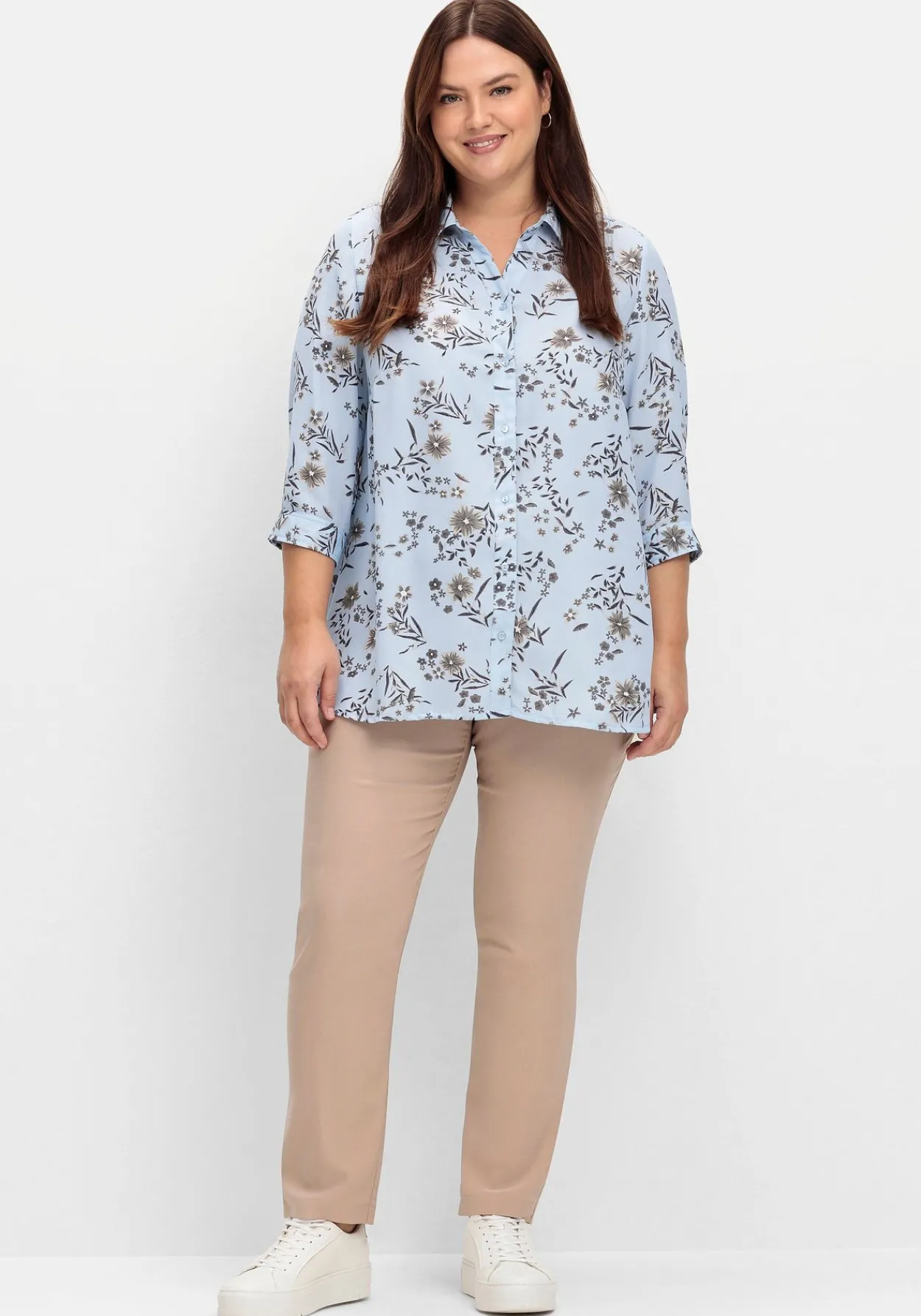 Bluse in leichter A-Linie, mit floralem Print<sheego Outlet