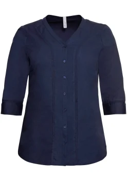 Bluse mit 3/4-Arm, V-Ausschnitt und Spitze<sheego Best