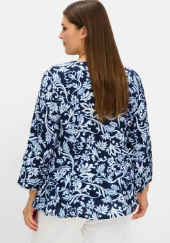 Bluse mit floralem Print und 3/4-Trompetenärmeln<sheego Clearance