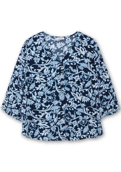 Bluse mit floralem Print und 3/4-Trompetenärmeln<sheego Clearance