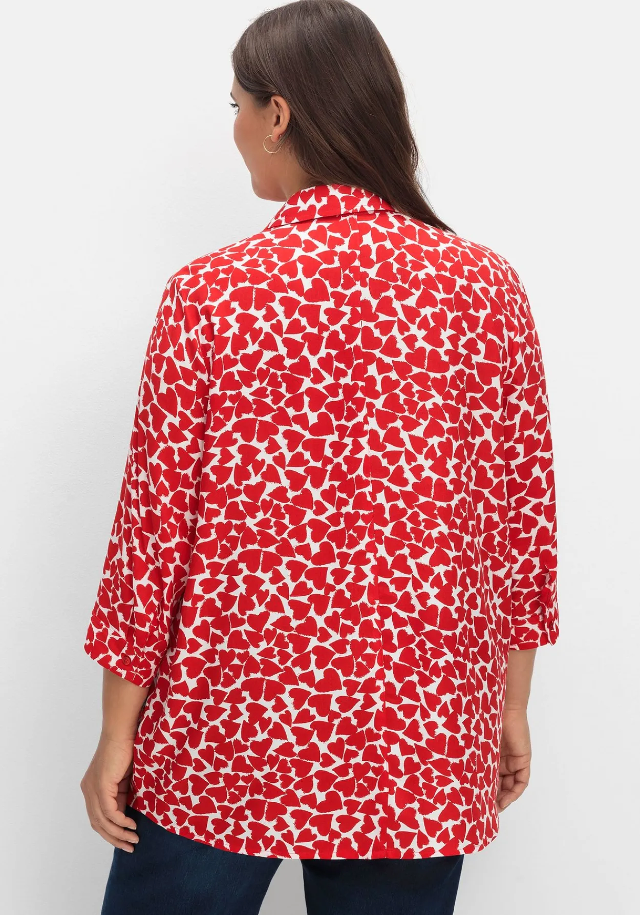 Bluse mit Herz-Alloverprint und 3/4-Ärmeln<sheego Hot