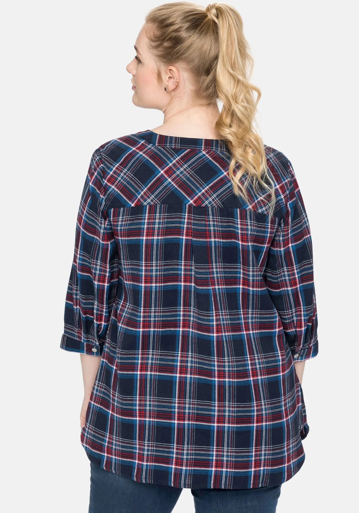 Bluse mit Karomuster und 3/4-Arm<sheego Hot
