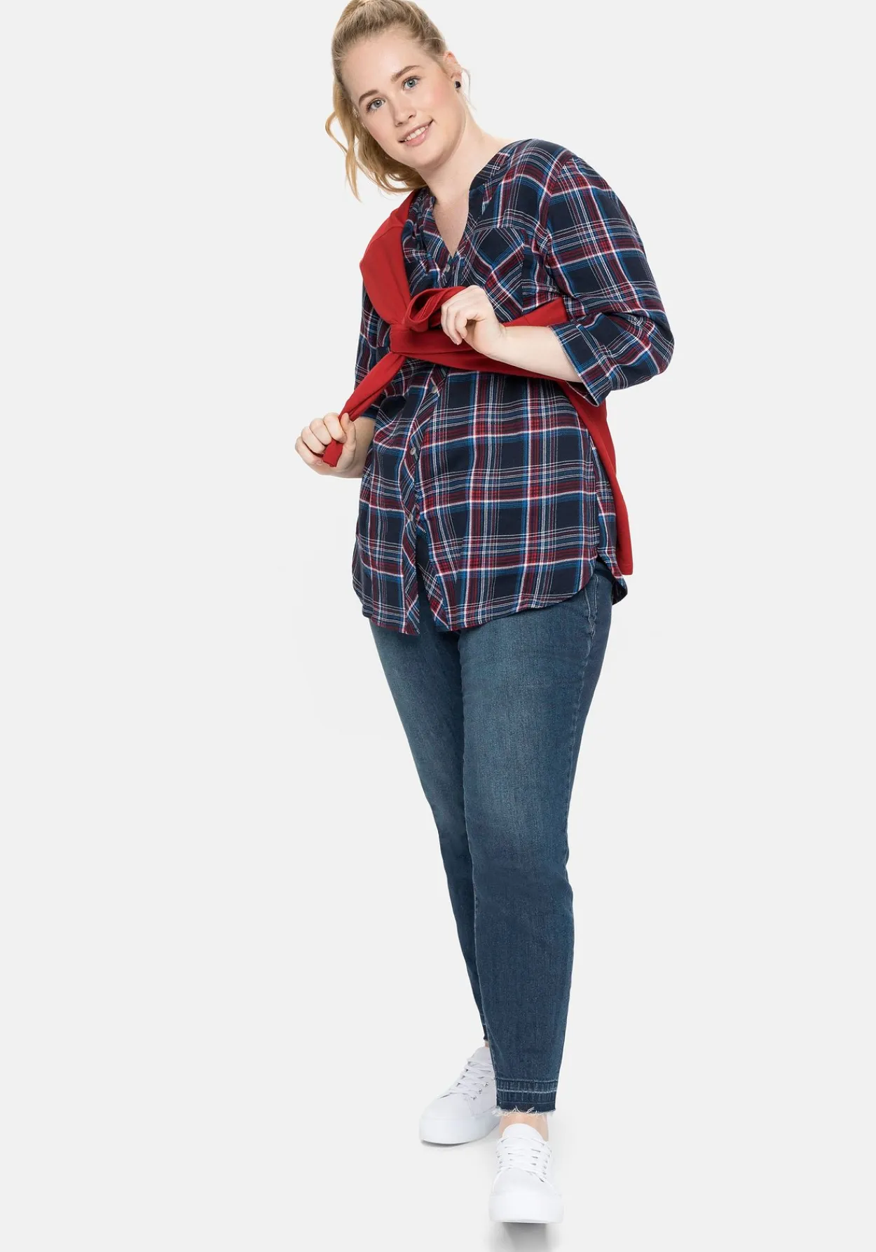 Bluse mit Karomuster und 3/4-Arm<sheego Hot