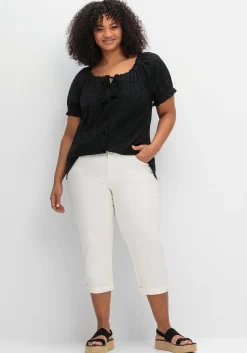 Bluse mit Lochstickerei und Carmen-Ausschnitt<sheego by Joe Browns New