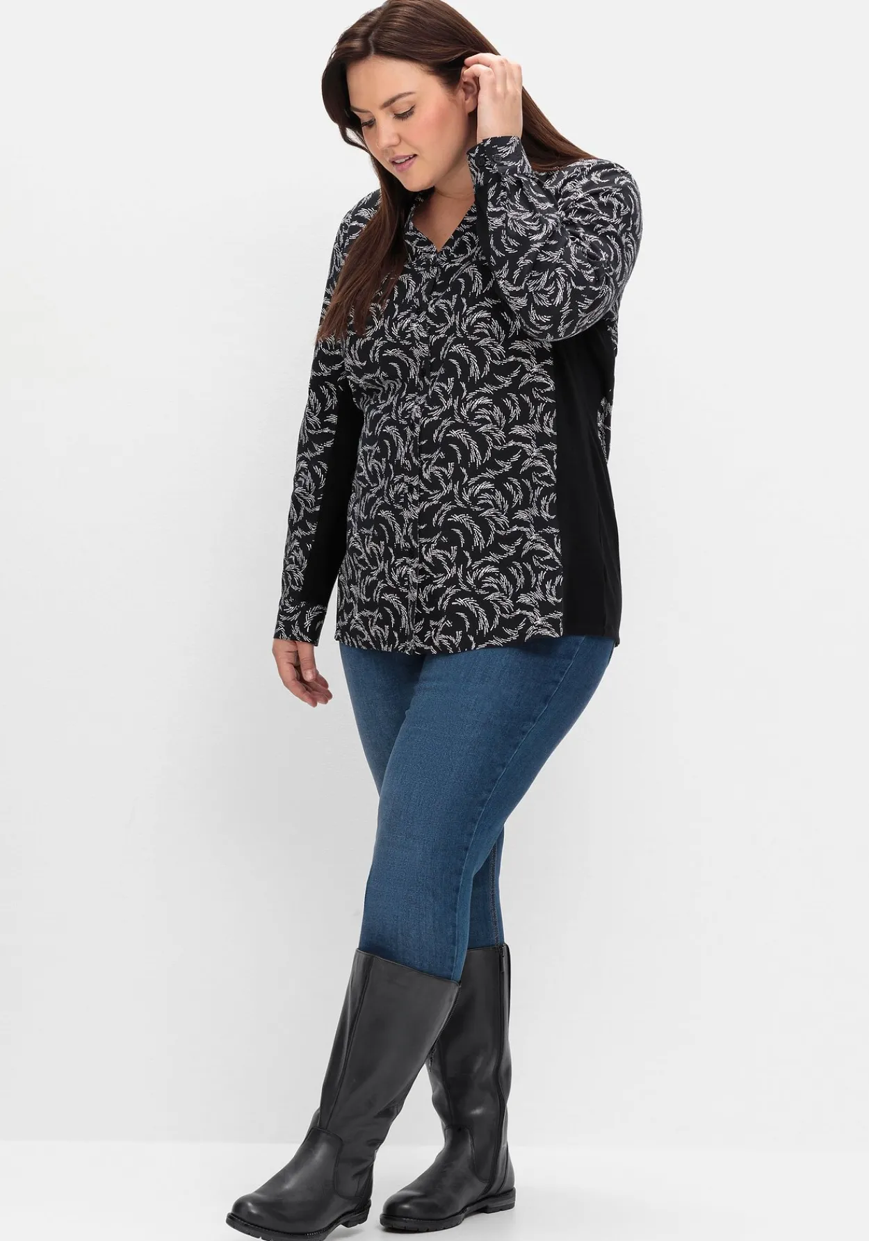 Bluse mit Print und elastischen Einsätzen<sheego Best