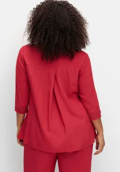 Bluse mit Spitzenkante am Ärmelsaum<sheego Hot