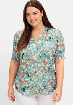 Bluse mit V-Ausschnitt und Allover-Blumenprint<sheego Fashion