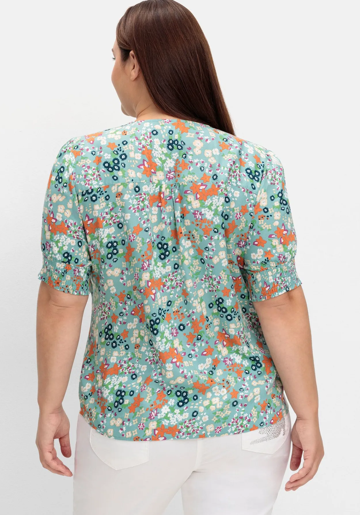 Bluse mit V-Ausschnitt und Allover-Blumenprint<sheego Fashion
