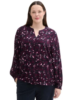 Bluse mit V-Schlitz und Alloverprint<TOM TAILOR Plus Hot