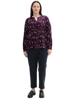 Bluse mit V-Schlitz und Alloverprint<TOM TAILOR Plus Hot