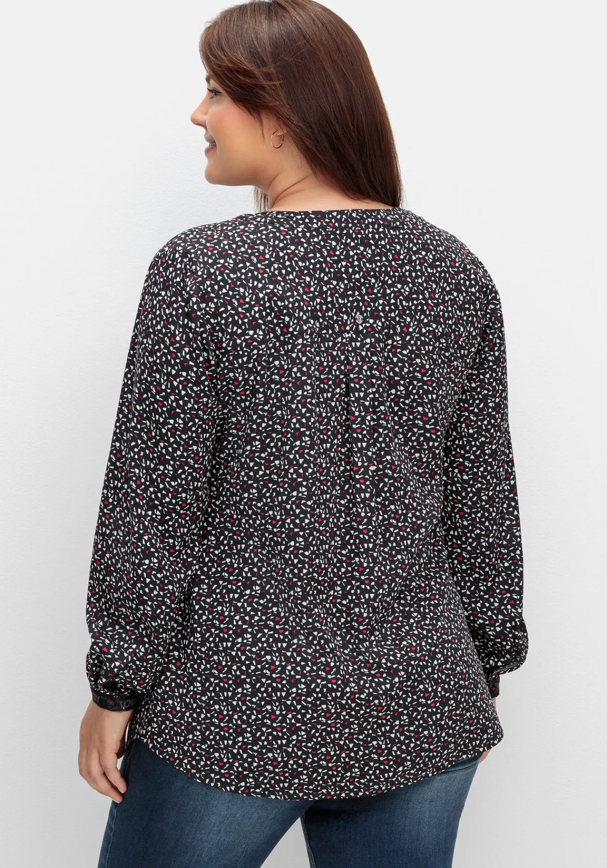 Bluse mit Wordingprint an den Manschetten<sheego Clearance