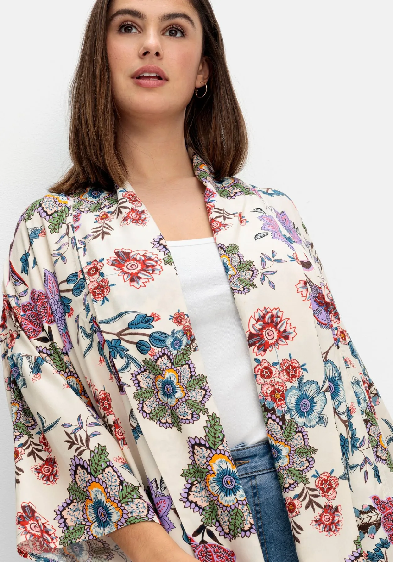Blusenjacke im Kimono-Stil, mit Blumendruck<sheego by Joe Browns Sale