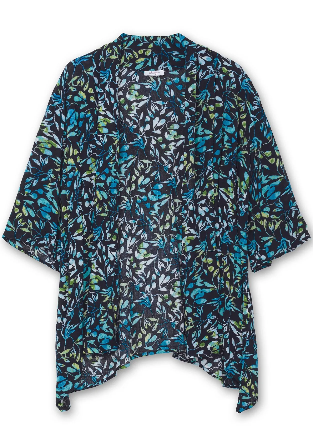Blusenjacke mit Blätterdruck, in Zipfelform<sheego Online