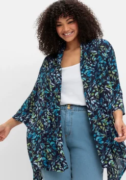 Blusenjacke mit Blätterdruck, in Zipfelform<sheego Online