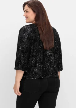 Blusenjacke mit Pailletten und 3/4-Ärmeln<sheego Sale