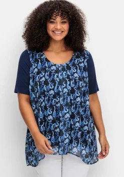 Blusenshirt aus Jersey und Chiffon, in Lagenoptik<sheego Outlet